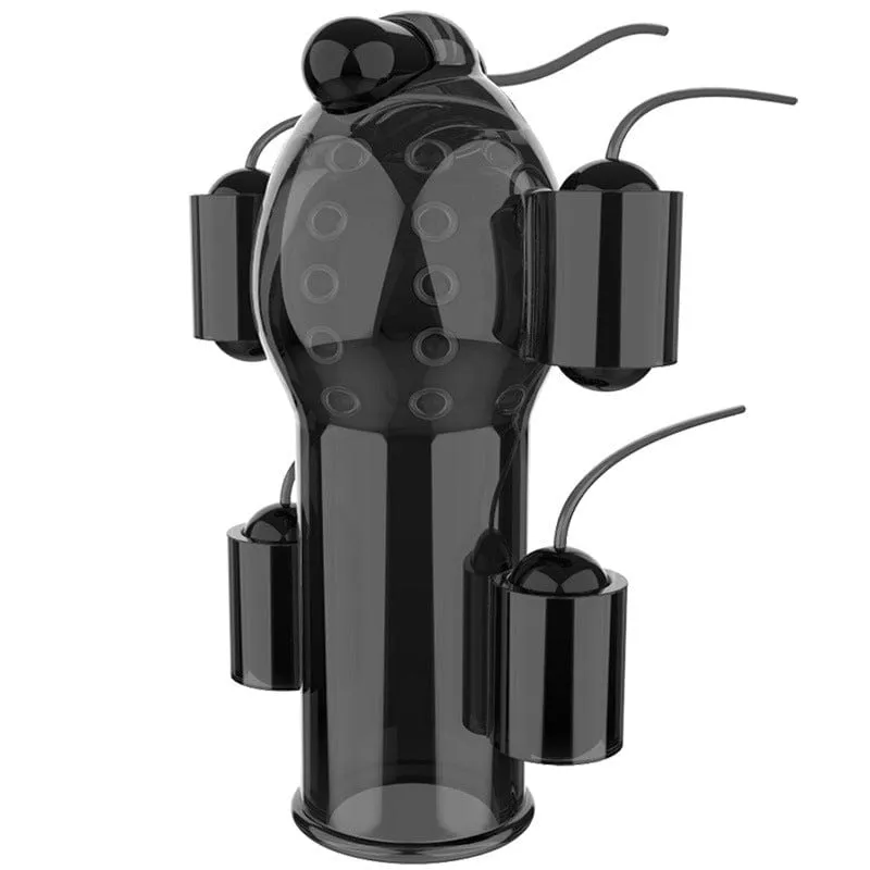 0341M  20 Function Penis Trainer Masturbator Sleeve with 5 USB Vibrating Bullets