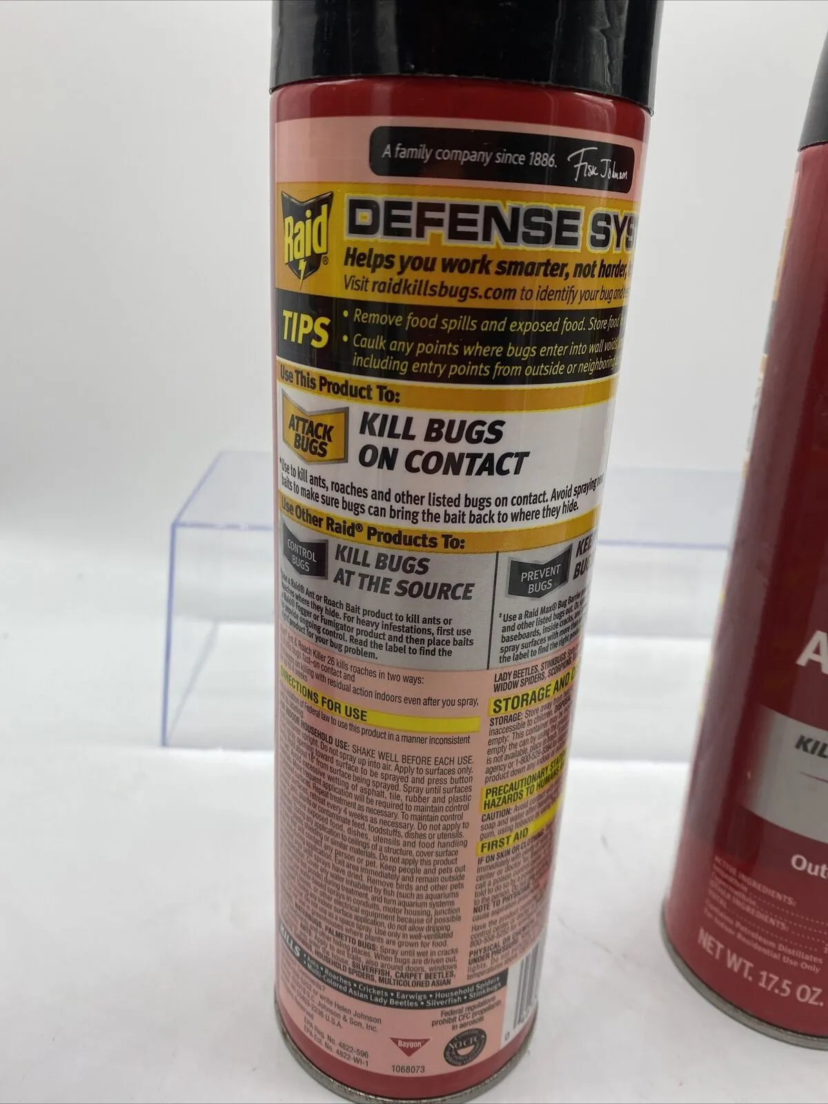 (2) Raid Ant Roach Killer Outdoor Scent 17.5 oz Attack Control Prevent Bugs