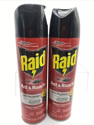 (2) Raid Ant Roach Killer Outdoor Scent 17.5 oz Attack Control Prevent Bugs