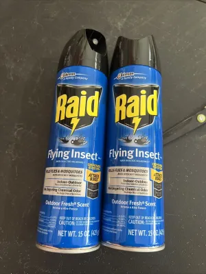 (2) Raid Flying Insect Killer Aerosol Insects Outdoor Fresh Scent 15oz 1672099