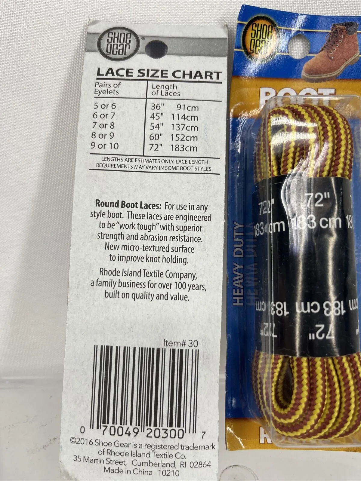 (2) Shoe Gear Heavy Duty Round Boot Laces Work Shoes 72” Yellow Brown #30￼