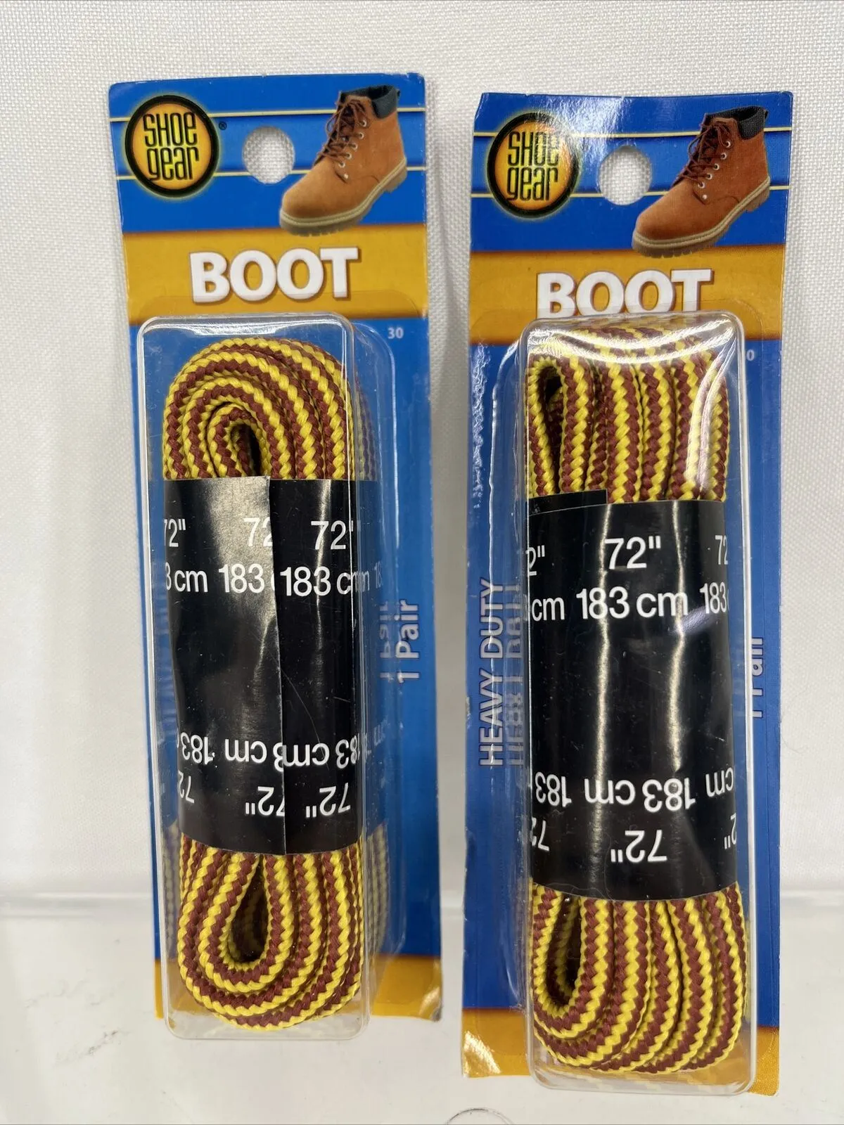 (2) Shoe Gear Heavy Duty Round Boot Laces Work Shoes 72” Yellow Brown #30￼