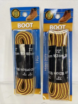 (2) Shoe Gear Heavy Duty Round Boot Laces Work Shoes 72” Yellow Brown #30￼