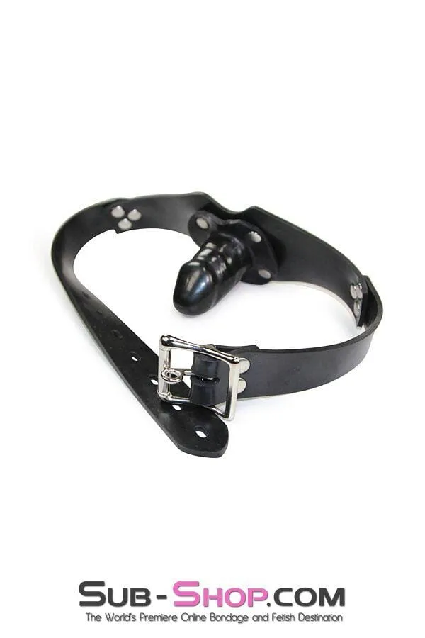 2441A      Locking Rubber Penis Panel Gag, Small Rubber Penis Gag