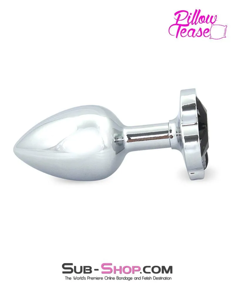 2750E      Black Clover Gem Small Chrome Butt Plug - MEGA Deal