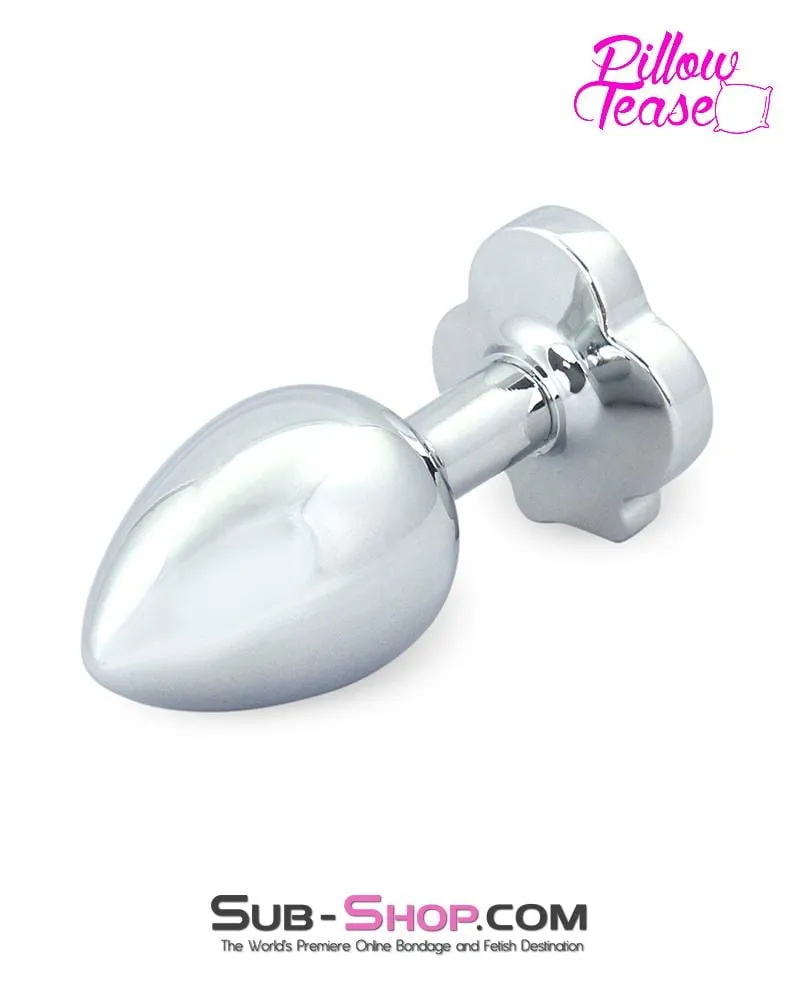 2750E      Black Clover Gem Small Chrome Butt Plug - MEGA Deal