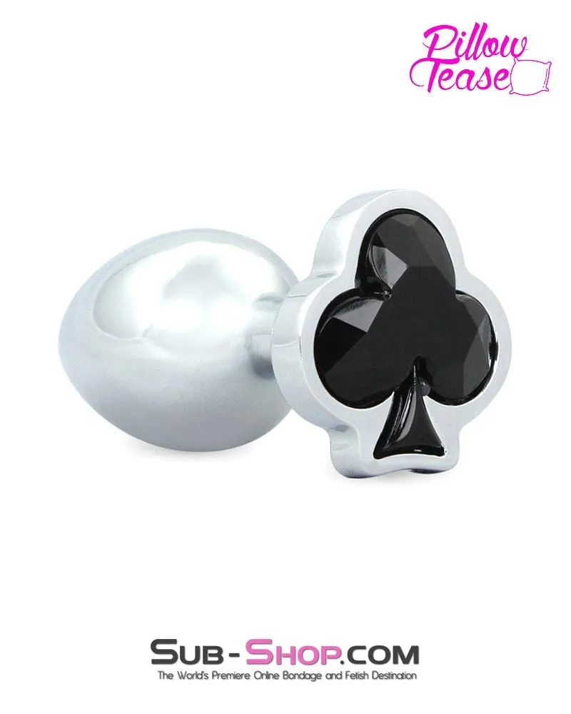 2750E      Black Clover Gem Small Chrome Butt Plug - MEGA Deal
