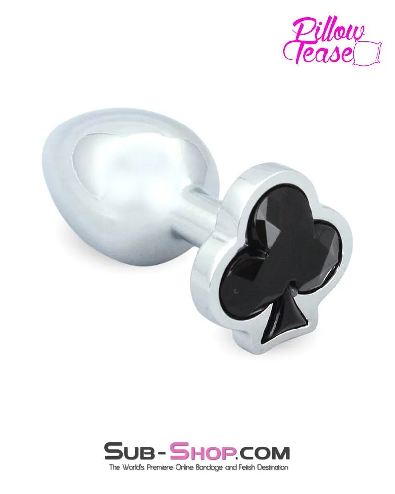 2750E      Black Clover Gem Small Chrome Butt Plug - MEGA Deal