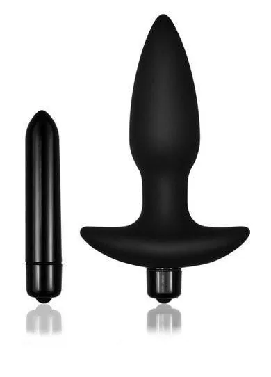 3496M-SIS      Booster Rocket Big Black Silicone Vibrating Sissy Doll Anal Plug