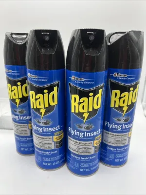 (4) Raid Flying Insect Killer Aerosol Insects Outdoor Fresh Scent 15oz