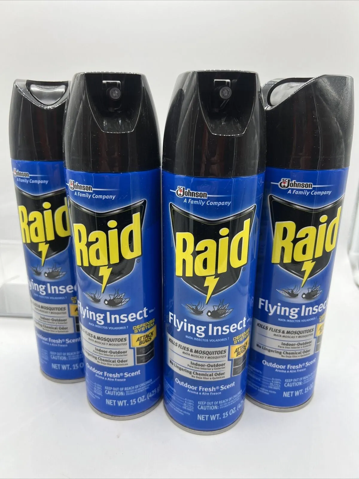 (4) Raid Flying Insect Killer Aerosol Insects Outdoor Fresh Scent 15oz