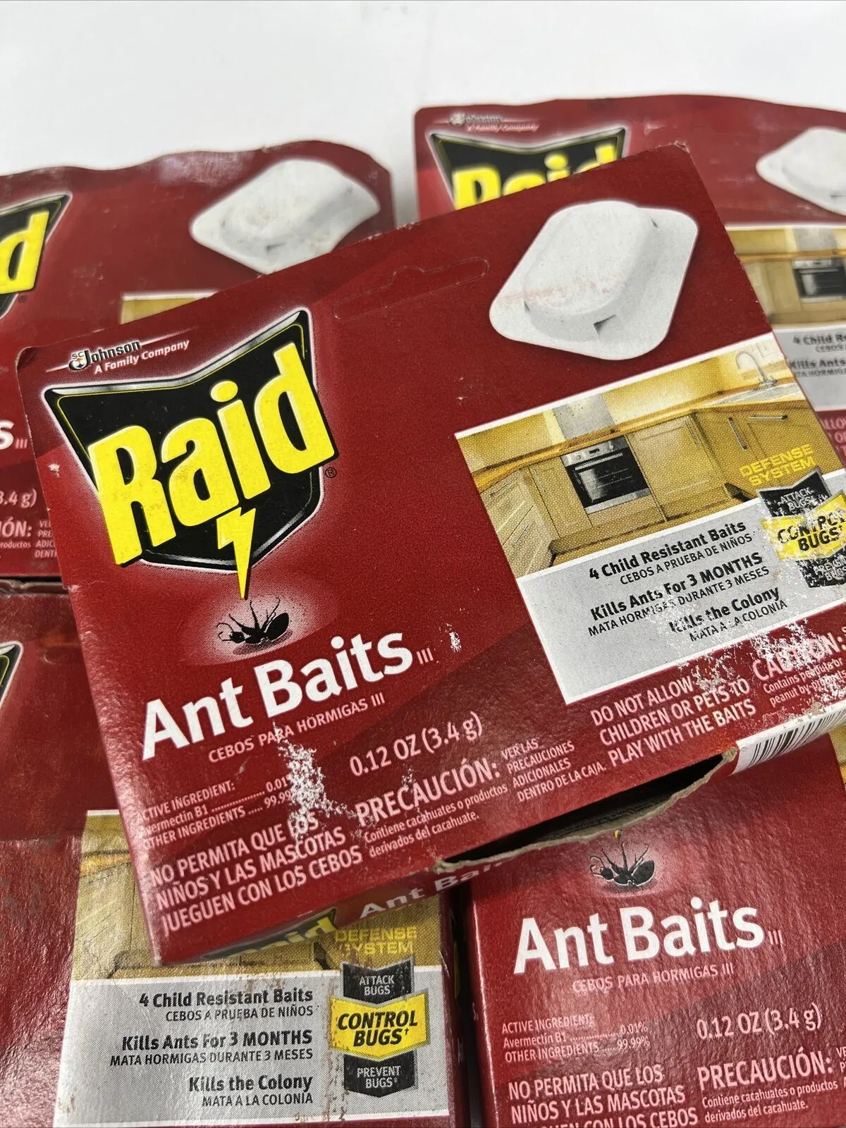 (5) Raid Indoor Outdoor Ant Baits Kill Colony 4ea Child Resistant 20 Traps Ttl