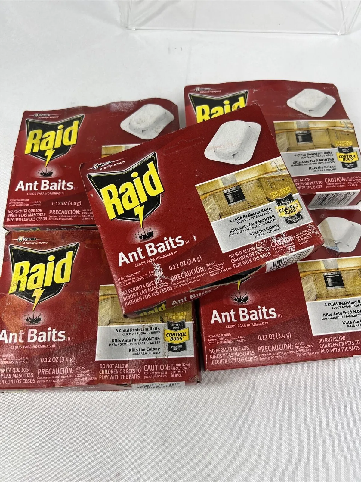 (5) Raid Indoor Outdoor Ant Baits Kill Colony 4ea Child Resistant 20 Traps Ttl