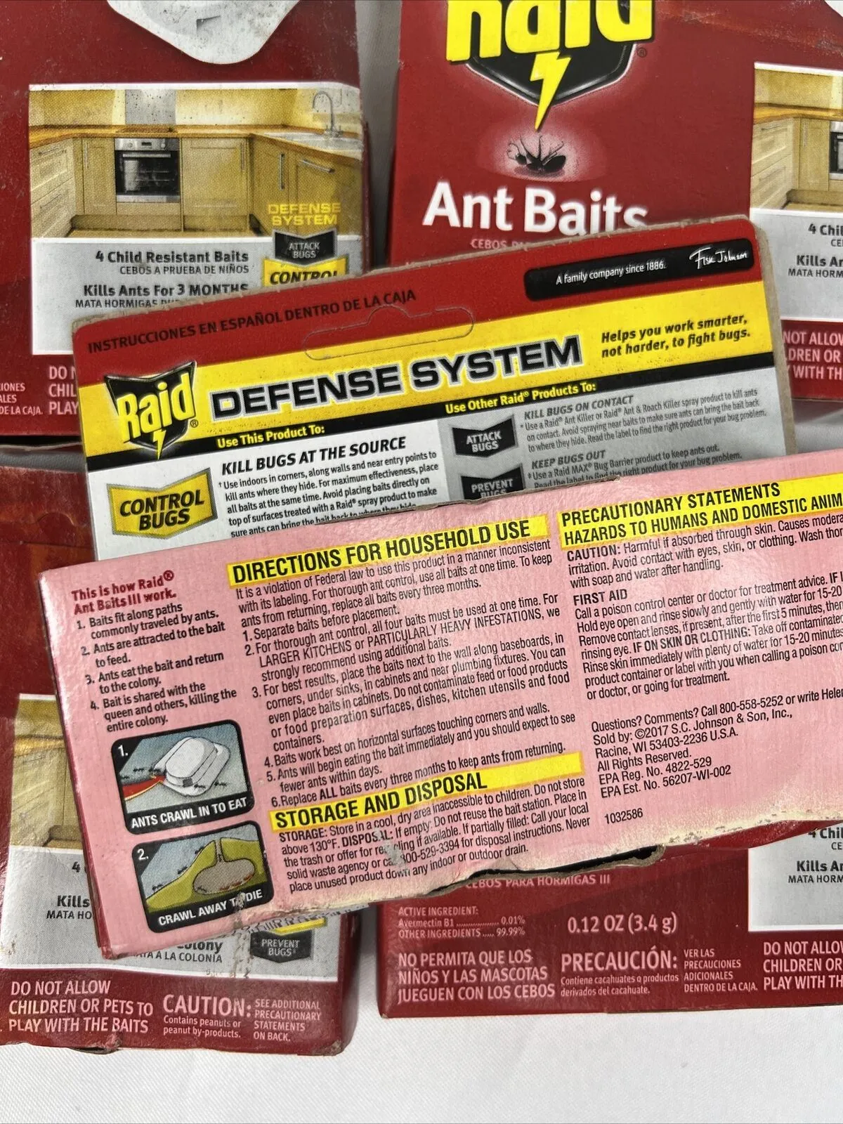 (5) Raid Indoor Outdoor Ant Baits Kill Colony 4ea Child Resistant 20 Traps Ttl