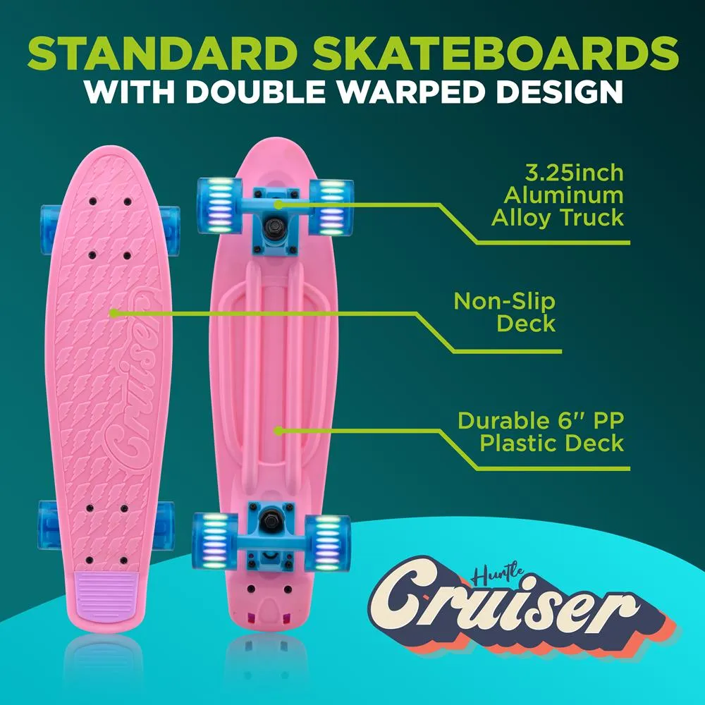 6'' Pp Deck Skateboard - Mini Cruiser Skateboard, Designed For Kids, Teens, And Adults (Pink)