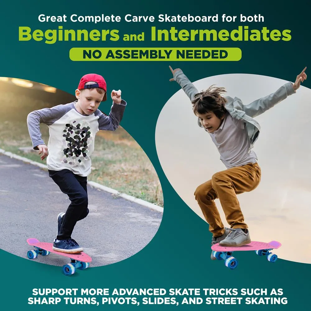 6'' Pp Deck Skateboard - Mini Cruiser Skateboard, Designed For Kids, Teens, And Adults (Pink)