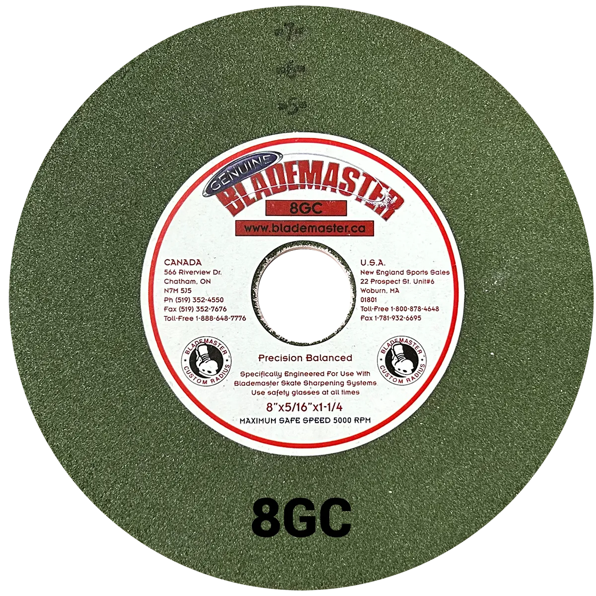 8" SKATE SHARPENING GRINDING WHEEL - GREEN (8GC)