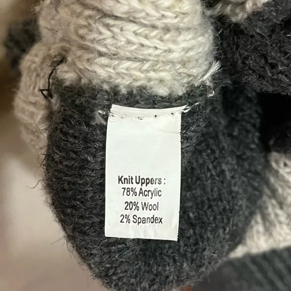 Acorn Slouch Boot Slipper in Charcoal Ragg Wool and Suede, size 9-10