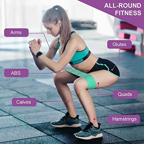 Ardith Fabric Resistance Loop Bands for Exercise,3 Pack Non-Slip Workout Fitness Resistance Bands for Men and Women and Workout,Action Guide &Carry Bag (Band Set)
