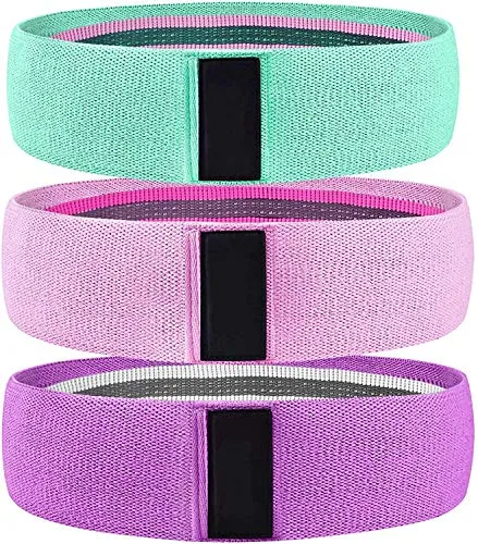 Ardith Fabric Resistance Loop Bands for Exercise,3 Pack Non-Slip Workout Fitness Resistance Bands for Men and Women and Workout,Action Guide &Carry Bag (Band Set)