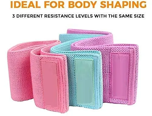 Ardith Fabric Resistance Loop Bands for Exercise,3 Pack Non-Slip Workout Fitness Resistance Bands for Men and Women and Workout,Action Guide &Carry Bag (Band Set)