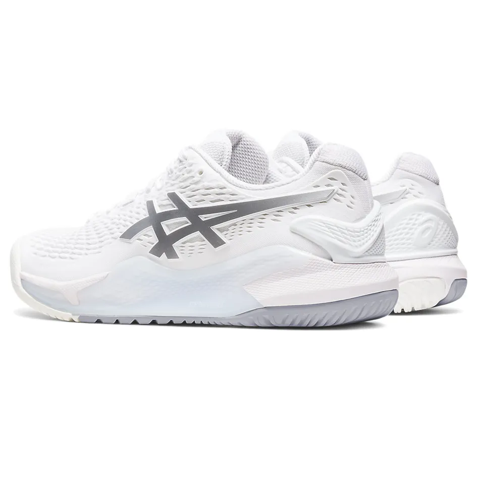 Asics Gel-Resolution 9 White/Pure Silver Women's Tennis Shoes