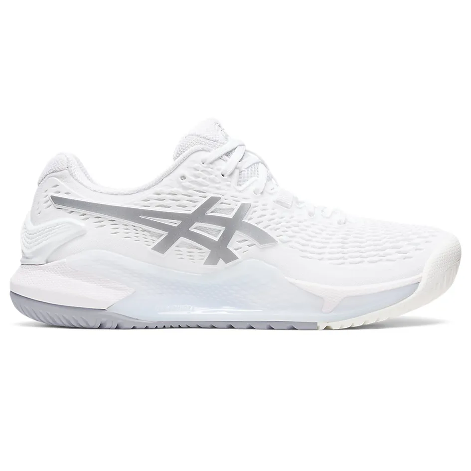 Asics Gel-Resolution 9 White/Pure Silver Women's Tennis Shoes