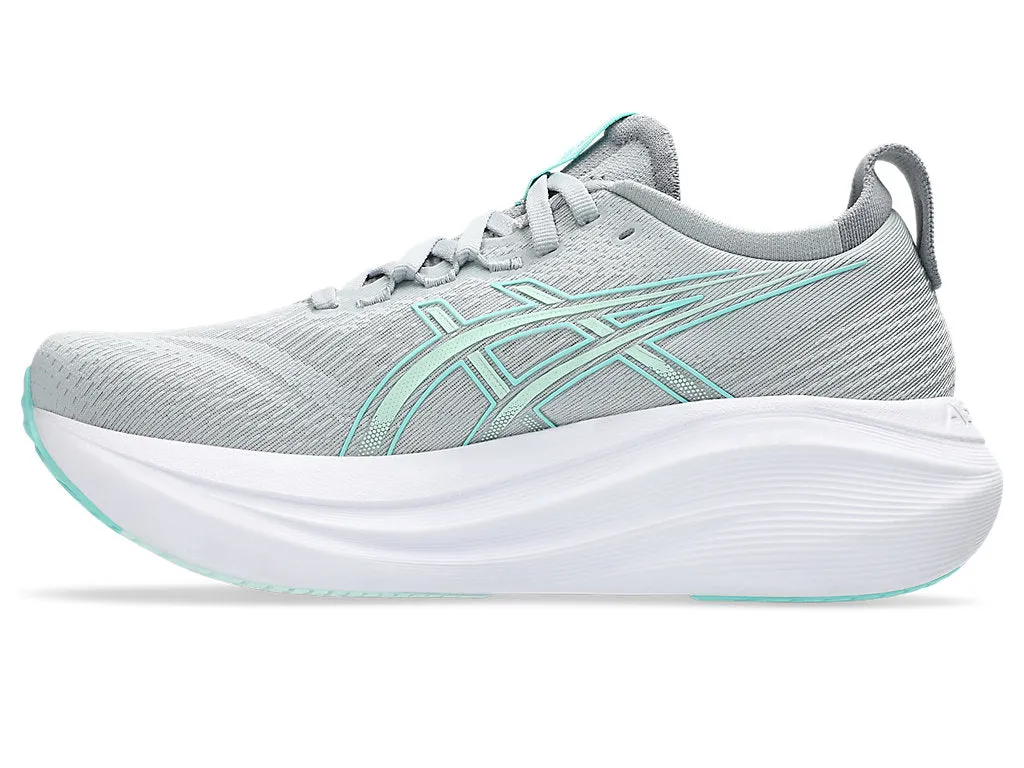 Asics Women's GEL-NIMBUS 27 Running Shoes in Piedmont Grey/Illuminate Mint