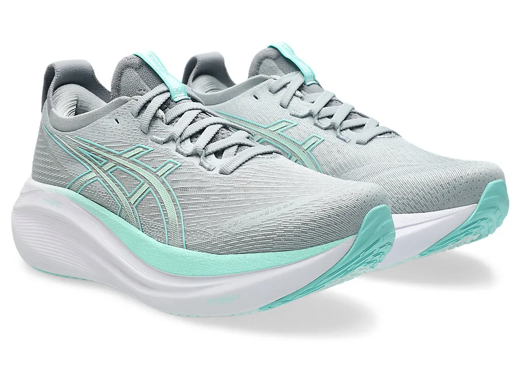 Asics Women's GEL-NIMBUS 27 Running Shoes in Piedmont Grey/Illuminate Mint