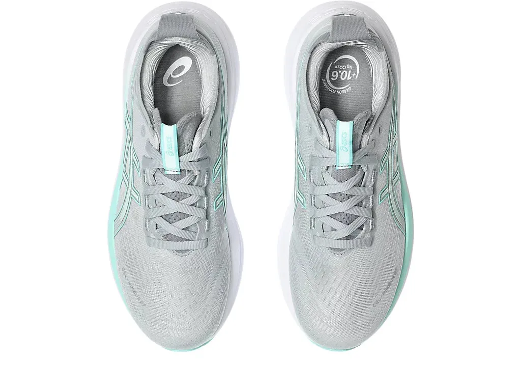 Asics Women's GEL-NIMBUS 27 Running Shoes in Piedmont Grey/Illuminate Mint