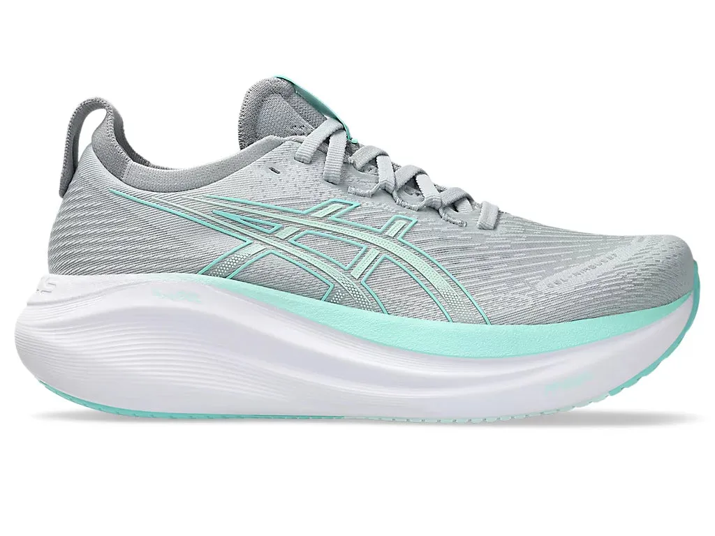 Asics Women's GEL-NIMBUS 27 Running Shoes in Piedmont Grey/Illuminate Mint
