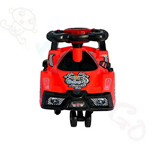 BabyGo Baby Furrari Swing Magic Car Ride On for Kids with Music and Light (Red)