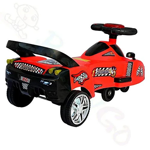 BabyGo Baby Furrari Swing Magic Car Ride On for Kids with Music and Light (Red)