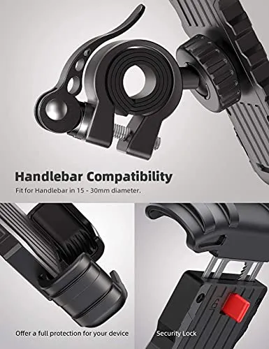 Bike Phone Holder, Motorcycle Phone Mount - Lamicall Motorcycle Handlebar Cell Phone Clamp, Scooter Phone Clip for Phone 11 / Phone 11 Pro Max, S9, S10 and More 4.7" - 6.8" Cellphone