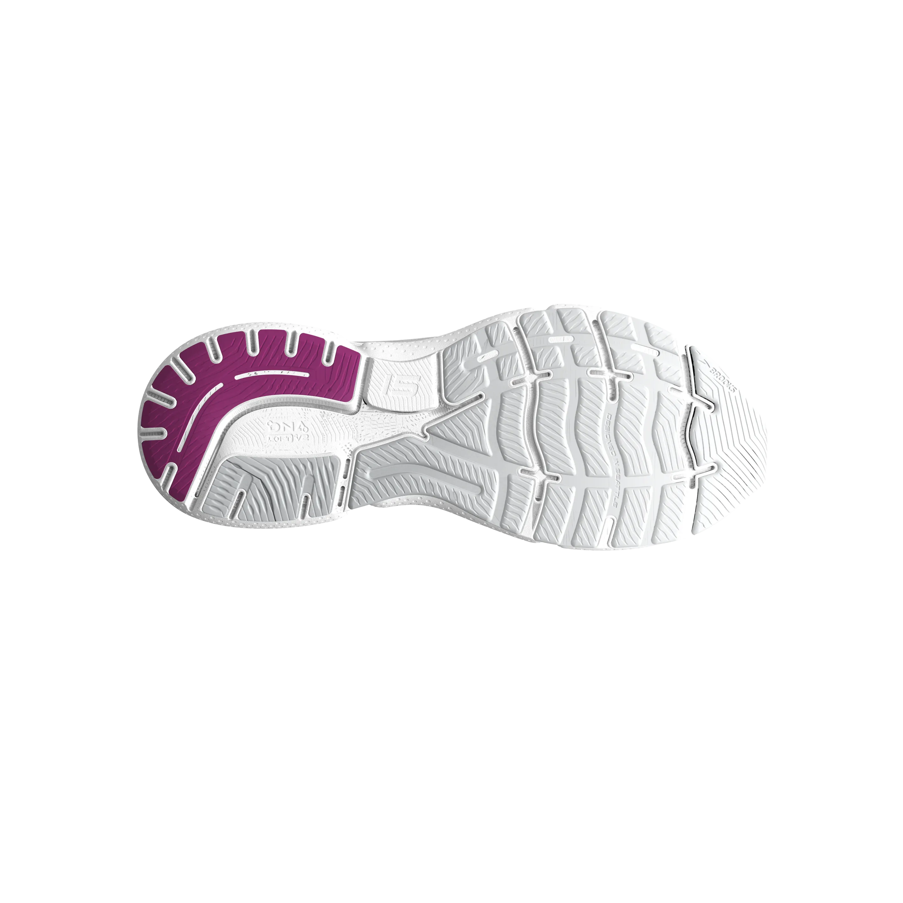 BROOKS LADIES GHOST 15 - WHITE/OYSTER/VIOLA