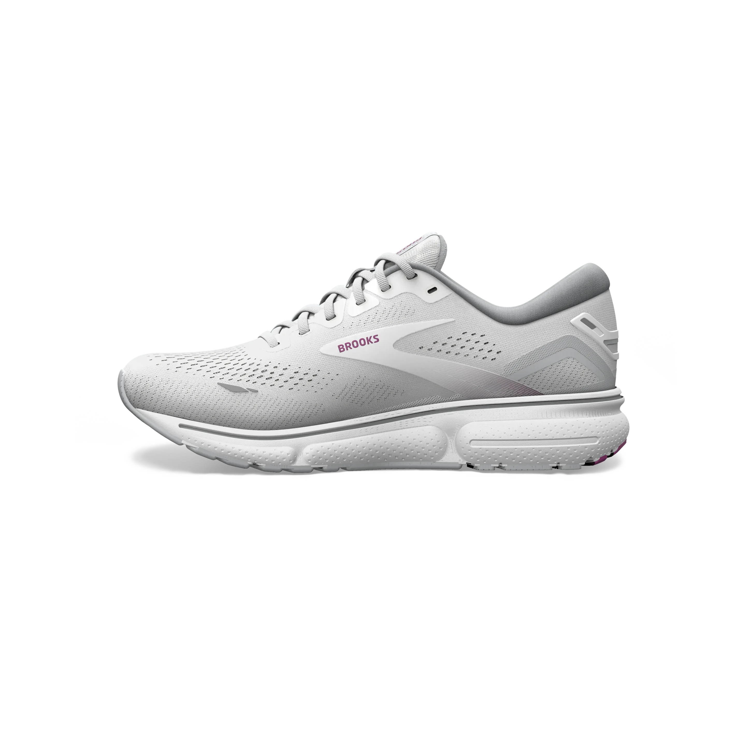BROOKS LADIES GHOST 15 - WHITE/OYSTER/VIOLA