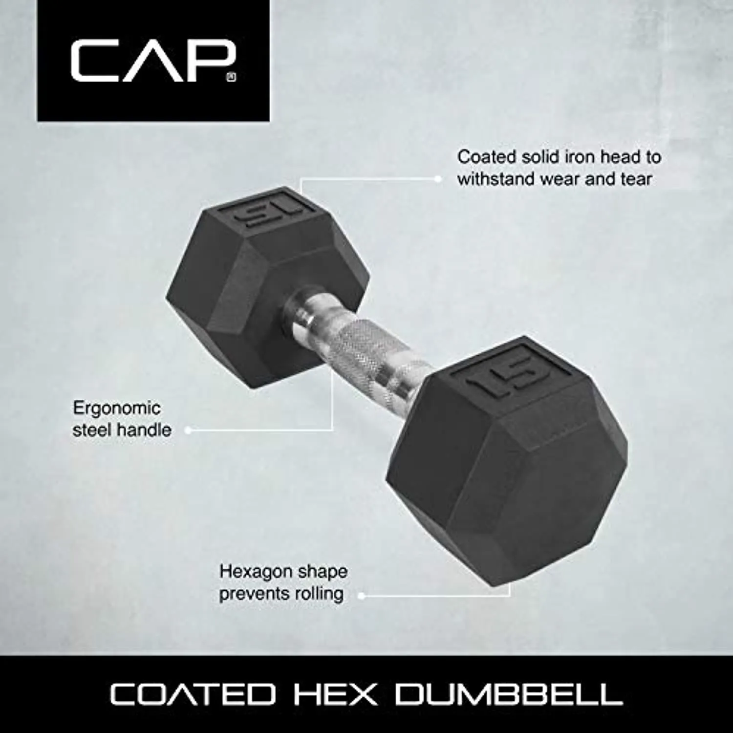 CAP Barbell Coated Dumbbell Weight, Single, Various Sizes