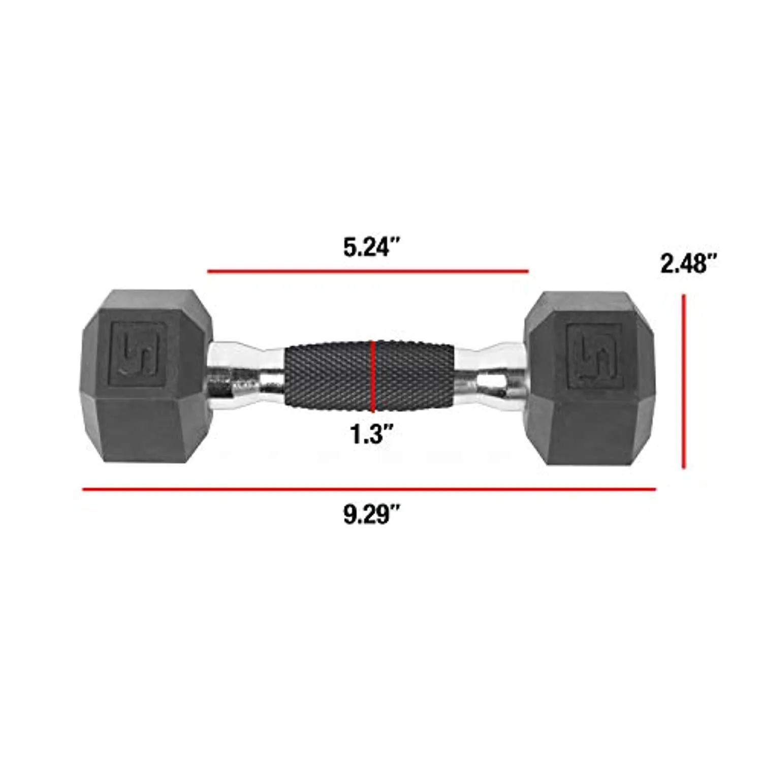 CAP Barbell Coated Dumbbell Weights with Padded Grip, 5-Pound