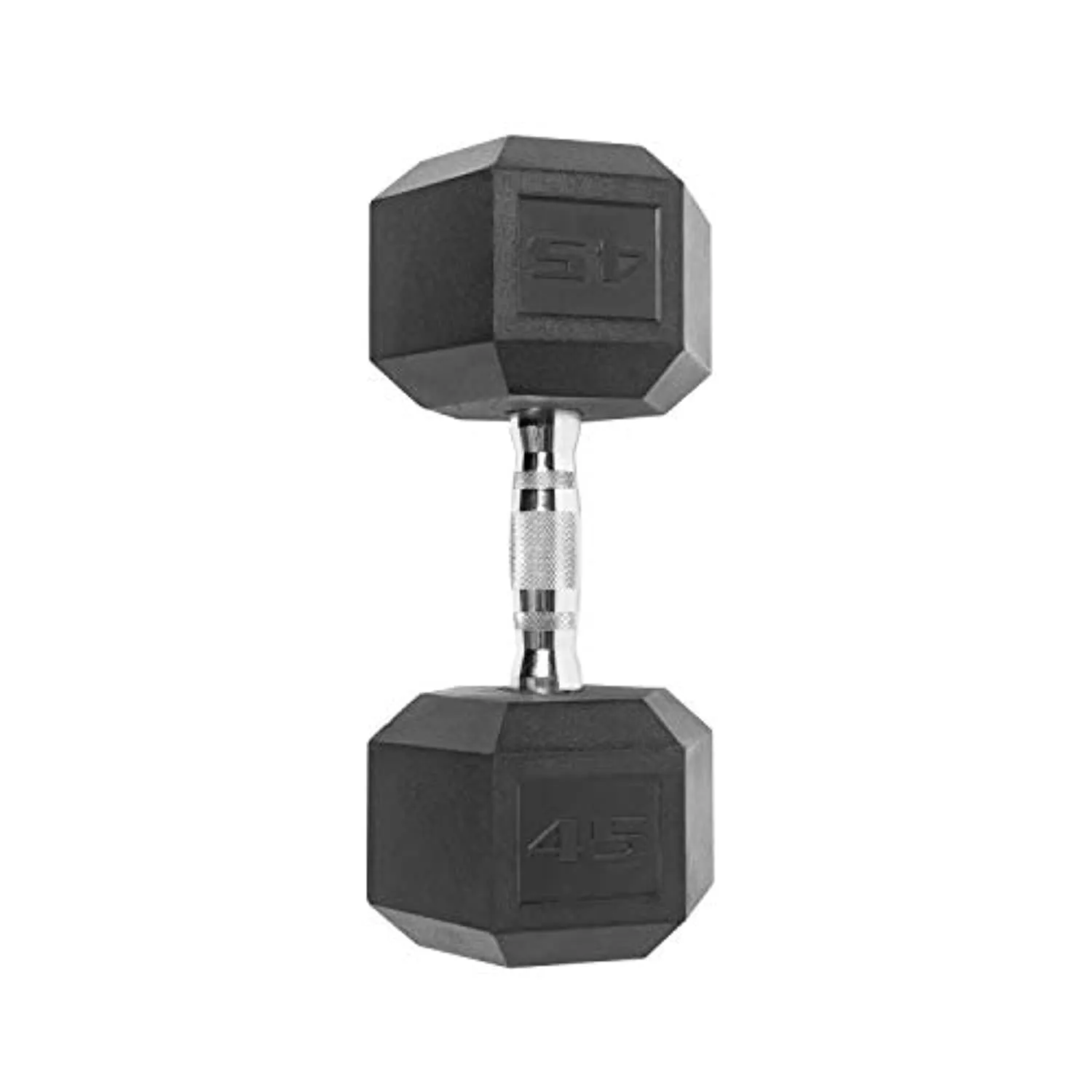 CAP Barbell Coated Hex Dumbbell with Contoured Chrome Handle, 45 Pound Pair, Black