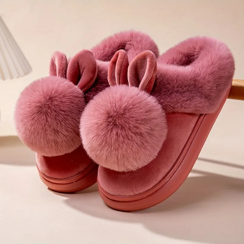 Cozy Single Ball Rabbit Warm Slippers
