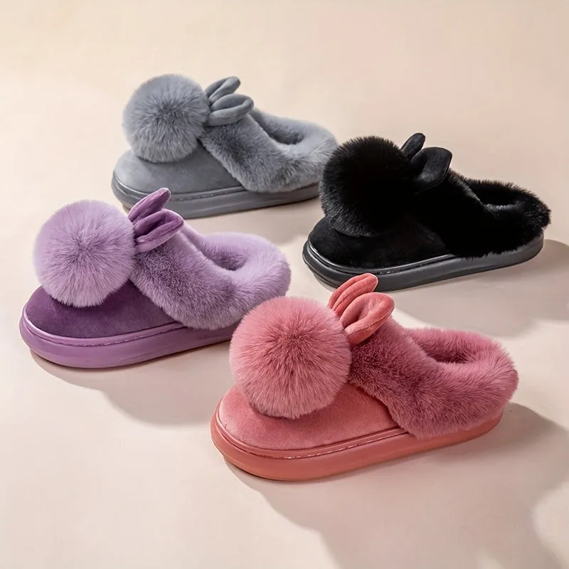 Cozy Single Ball Rabbit Warm Slippers