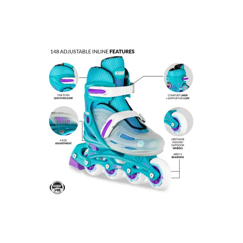 Crazy Skate 148 Inline Skates - Teal Glitter