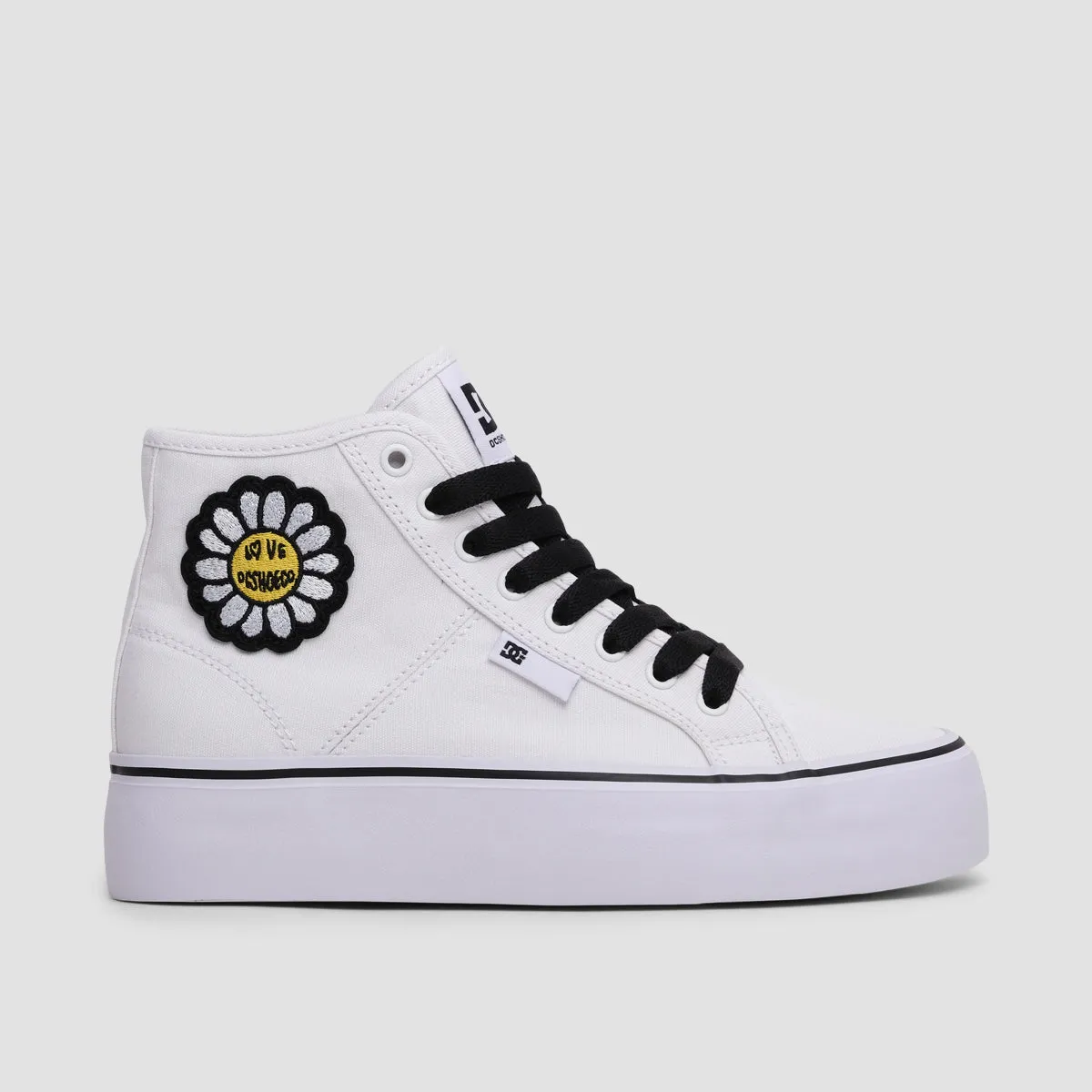 DC Manual Hi Platform Shoes - White/Black/Flower - Womens