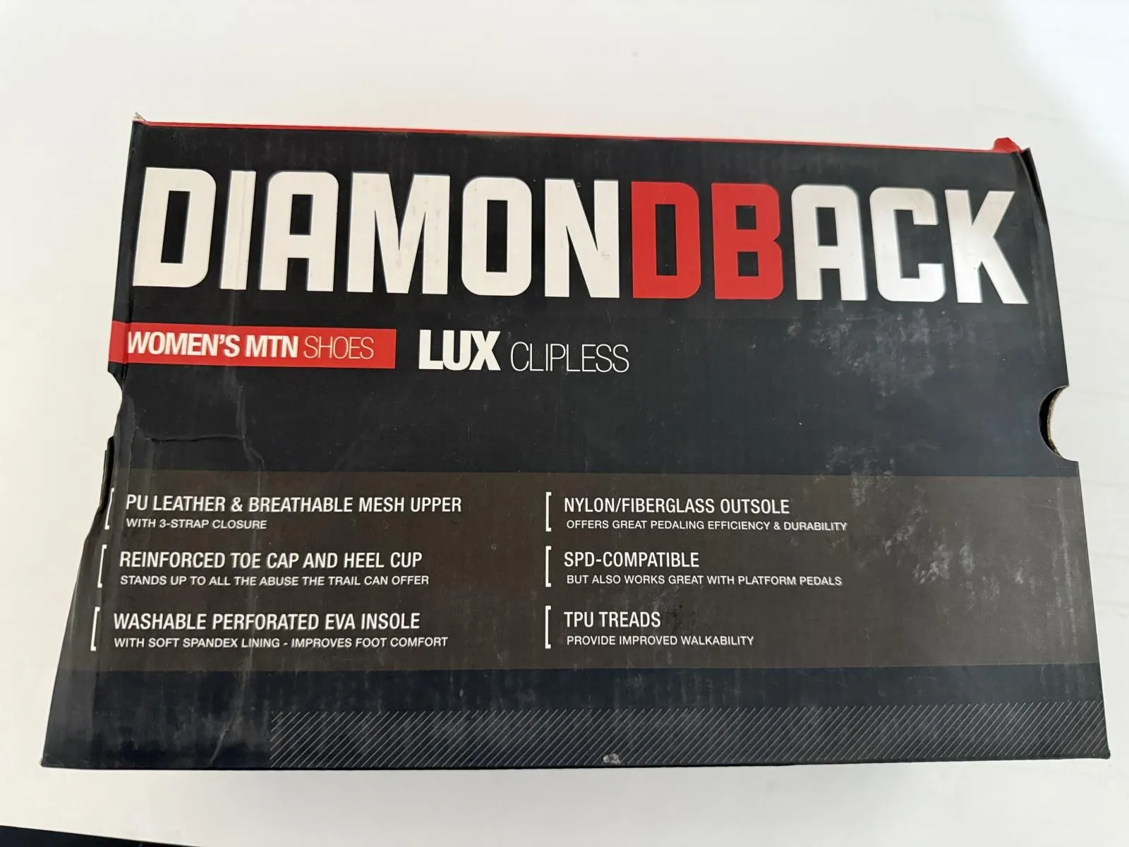 Diamondback Lux Mountain Bike Shoes Womens 5 US 37 Euro Clipless black