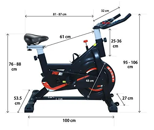 DOLPHY DGBCL0003 ABS-Sprayed Steel Exercise Spinning Cycling Bike, Red & Black