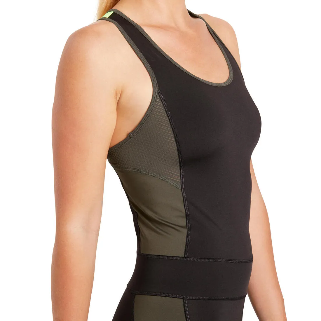 Energy Xtrem Women's Cardio Fitness Jumpsuit - Black/Khaki
