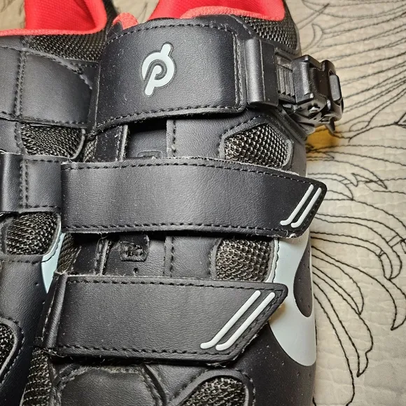 EUC Peloton Cycling Shoes PL-SH-B Men's EU 46 US Men’s 12 Black Red