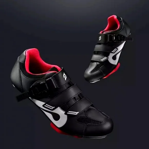 EUC Peloton Cycling Shoes PL-SH-B Men's EU 46 US Men’s 12 Black Red