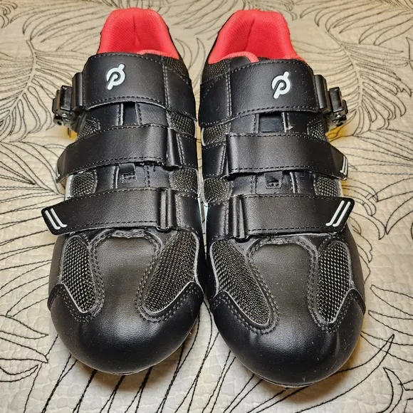 EUC Peloton Cycling Shoes PL-SH-B Men's EU 46 US Men’s 12 Black Red