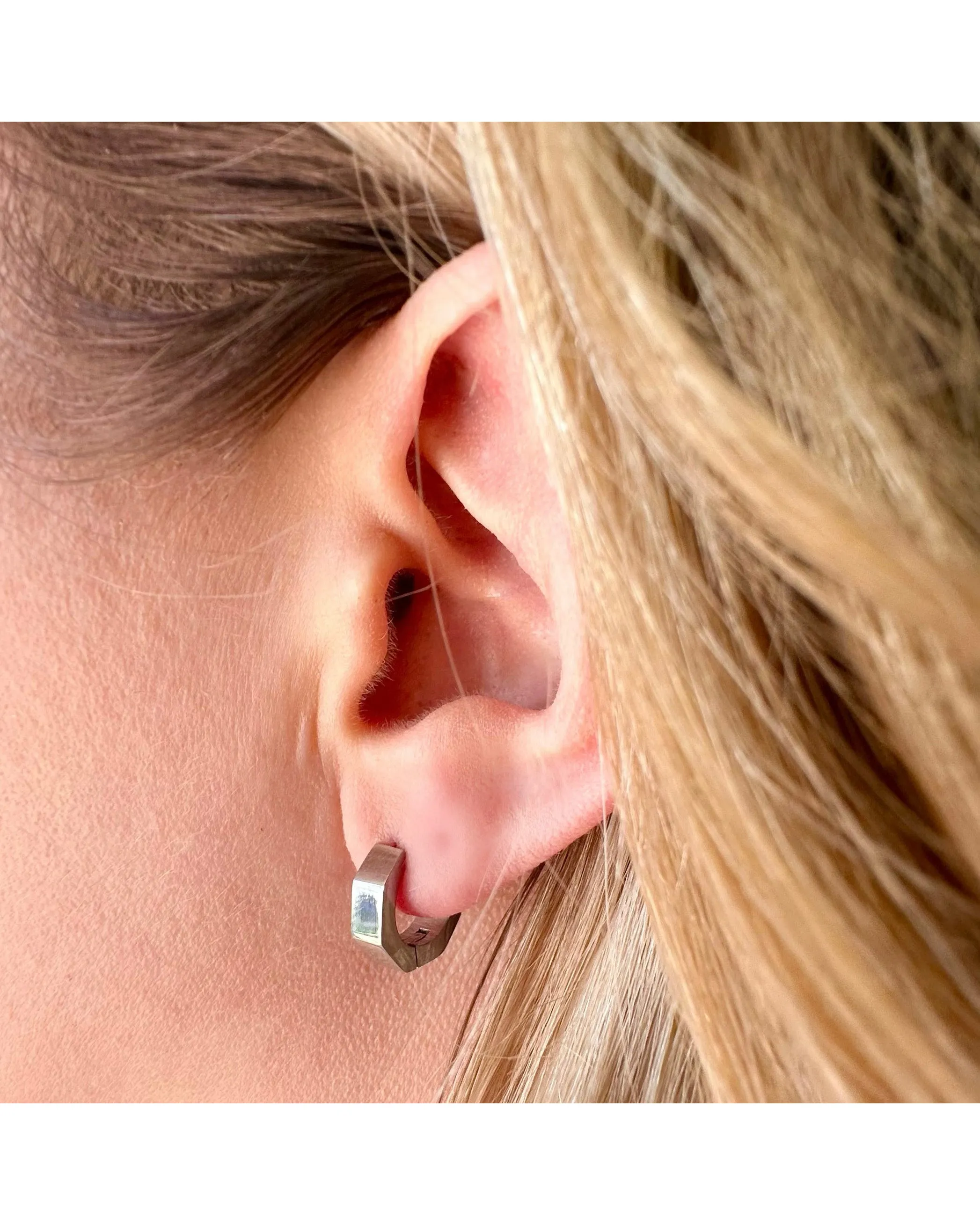 Ever Jewellery Momentum Geometric Huggie Earrings - Silver